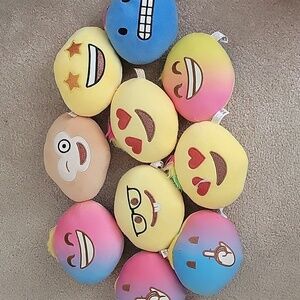 Bundle of Emoji Plush Toys, Lot of 10.